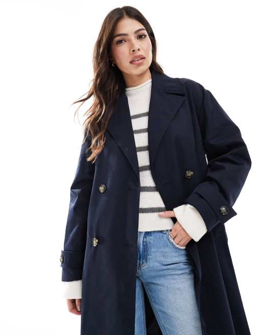 Mango Trench coat long basique Bleu marine