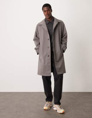 Mango - Trench-coat mi-long à ceinture - Gris