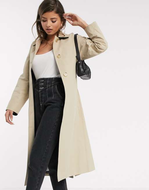 Mango trench coat with back detail in camel | ASOS