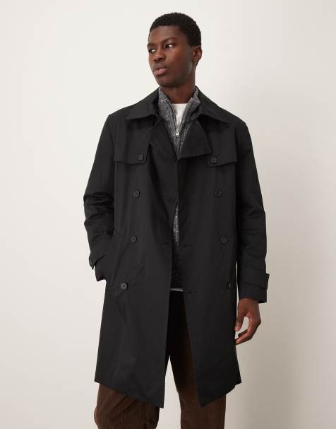 Mango - Trench in misto cotone nero - view 1
