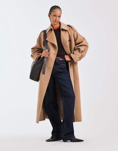 Mango - Trench lungo premium in misto lana marrone - view 1