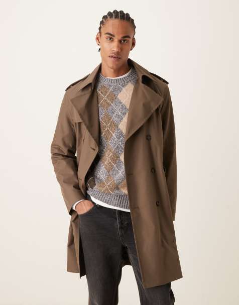 Mango – Trenchcoat aus Baumwollmix in Braun mit Gürtel - view 1