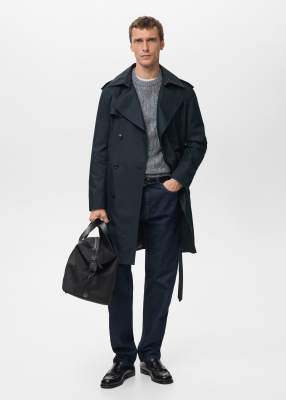 Trenchcoat aus Baumwollmix in Marineblau mit Gürtel Marineblau XL