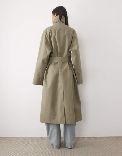 Mango trenchcoat i bomuldsblanding med bælte, maxi, khaki, 2 af 4