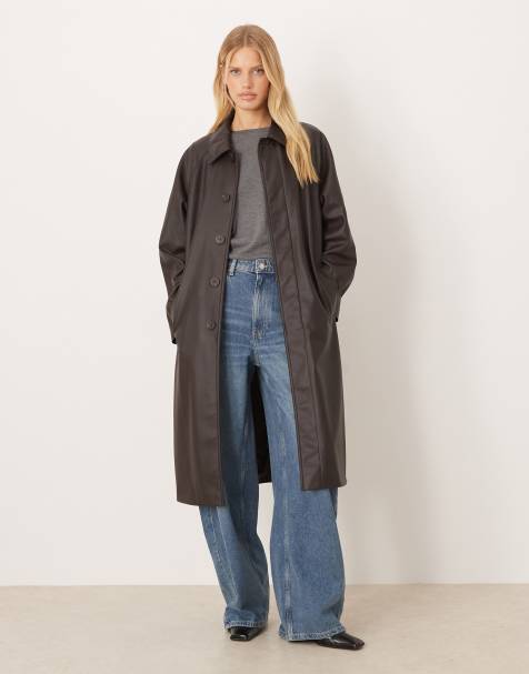 Mango - Trenchcoat van imitatieleer in bruin - view 1