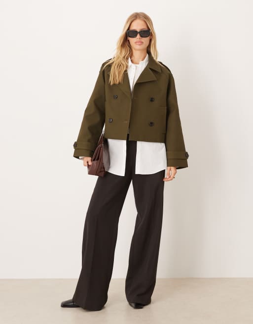 Mango – Trencz o krótkim fasonie z bawełny w kolorze khaki, 2 z 4