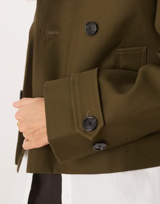 Mango – Trencz o krótkim fasonie z bawełny w kolorze khaki, 4 z 4