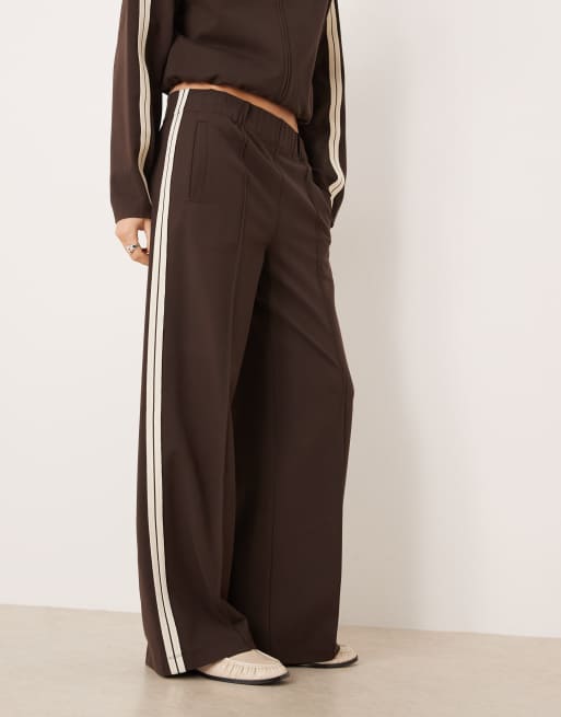 Mango Tri straight pants with side stripe in chocolate - part of a set, 2 of 5