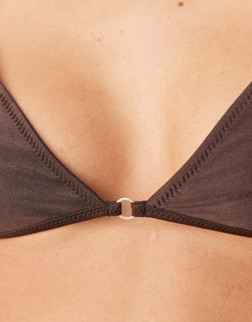 Mango triangle tie back bikini top in bronze, 4 of 4
