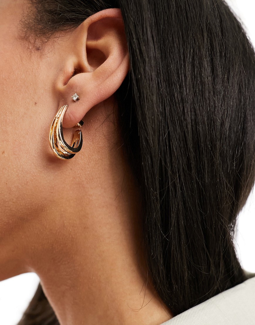 Mango triple hoop earrings in gold