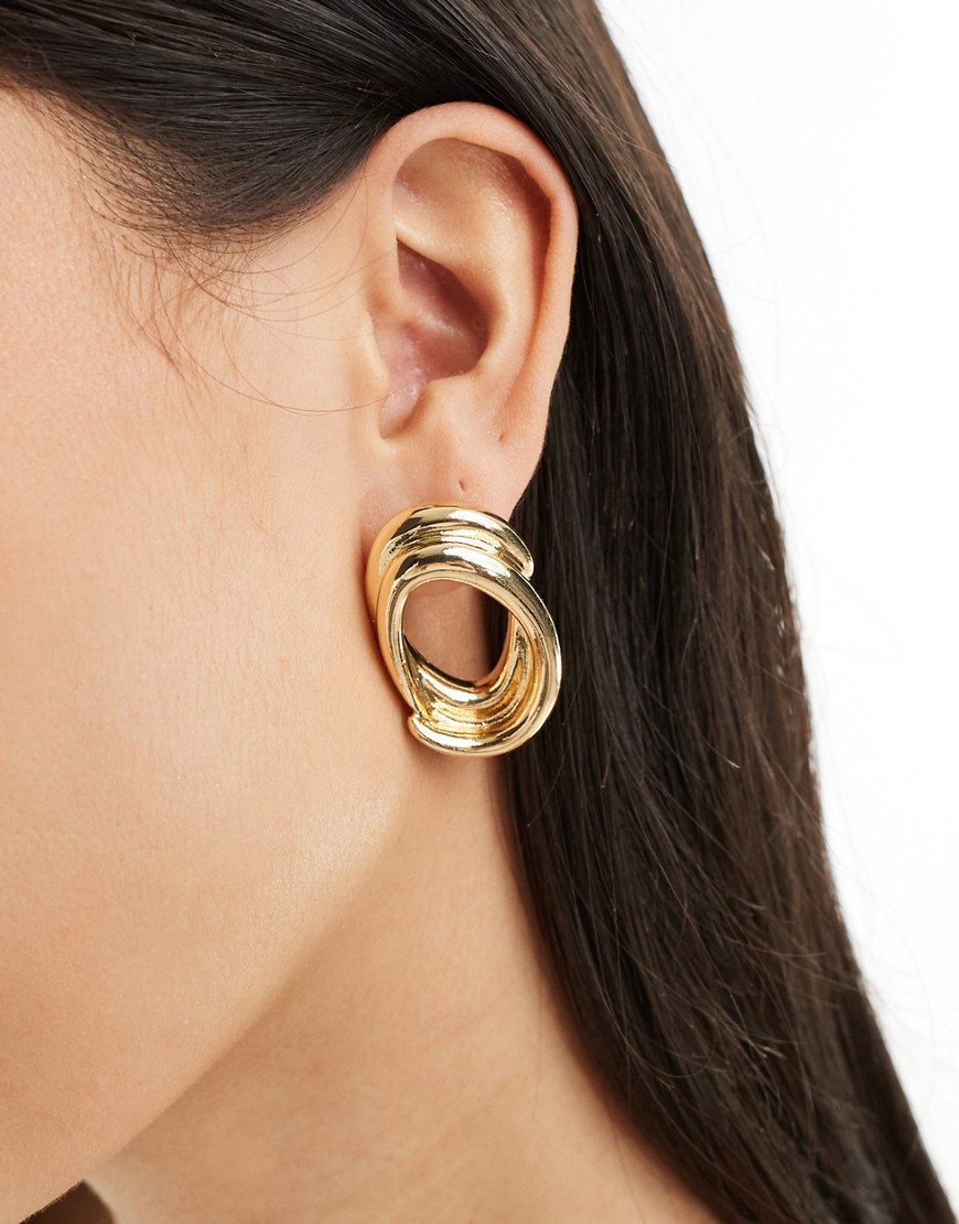 Mango triple layer hoop earrings in gold
