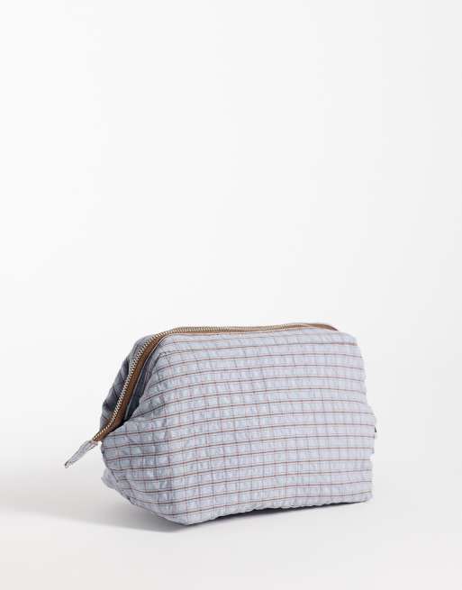 Mango - Trousse à maquillage zippée à carreaux - Bleu, 2 de 4