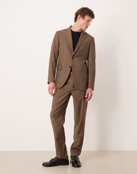 Mango - Turin - Ensemble ajusté 100 % laine avec pantalon et blazer - Marron - view 1