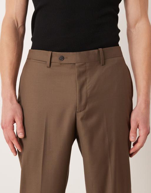 Mango - Turin - Pantalon d'ensemble ajusté en laine - Marron, 5 de 5