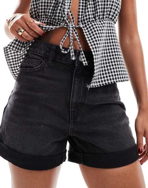 Mango turn up mom shorts in black - view 1
