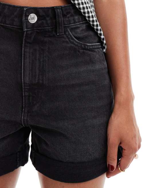 Mango turn up mom shorts in black, 4 of 5