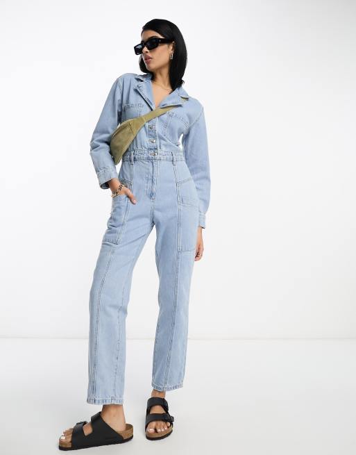 ASOS - Tuta da lavoro di jeans blu medio