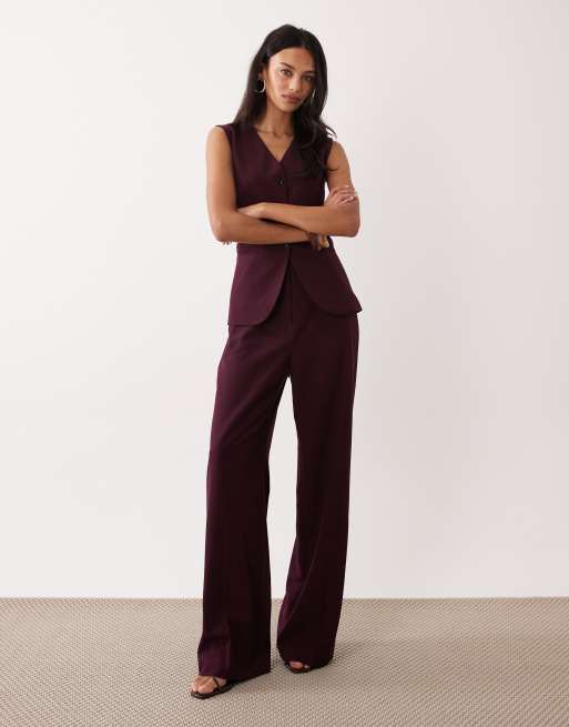 Mango - Tuta jumpsuit sartoriale senza maniche color fico