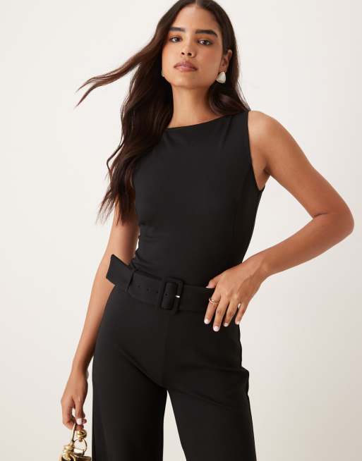 Mango - Tuta jumpsuit senza maniche nera con cintura, 2 di 4
