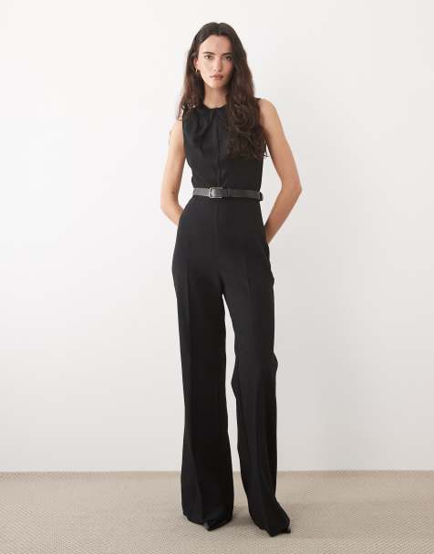 Mango - Tuta jumpsuit senza maniche nera con cintura - view 1