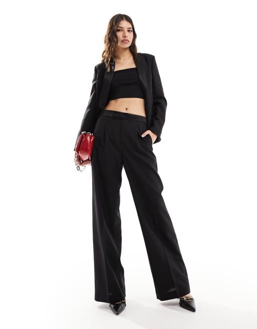 mango satin tuxe blazer and trousers set in black ASOS