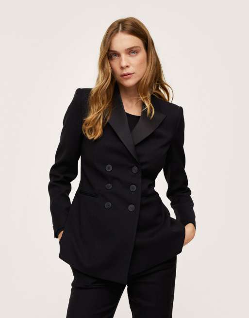 Mango tuxedo blazer in black ASOS