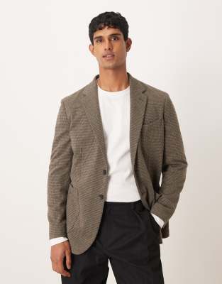 Mango Tweed Blazer In Brown