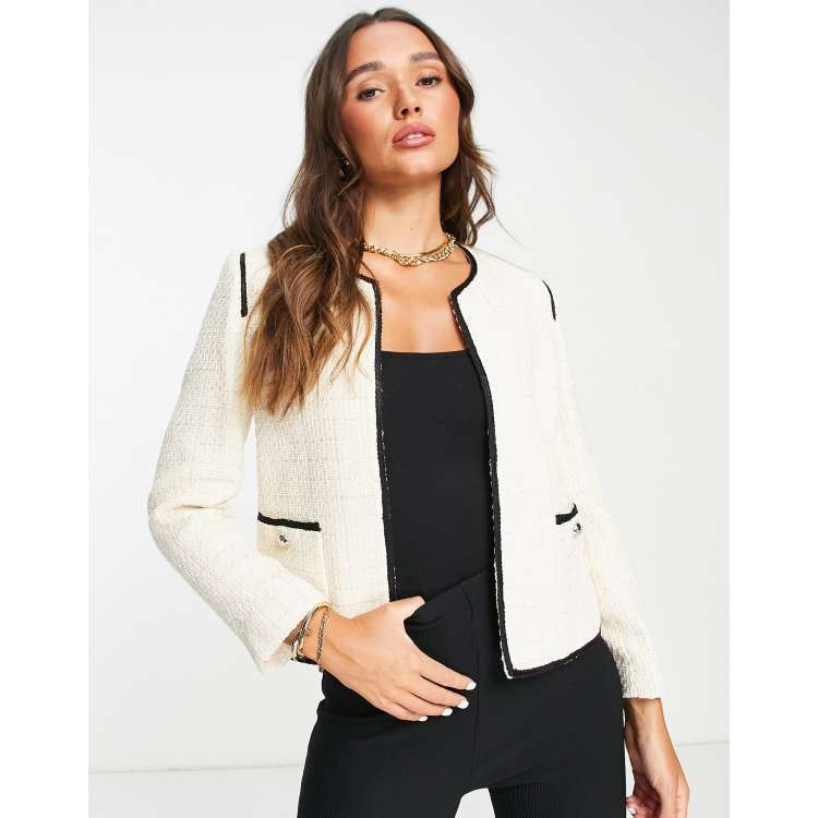 Mango black tweed outlet jacket