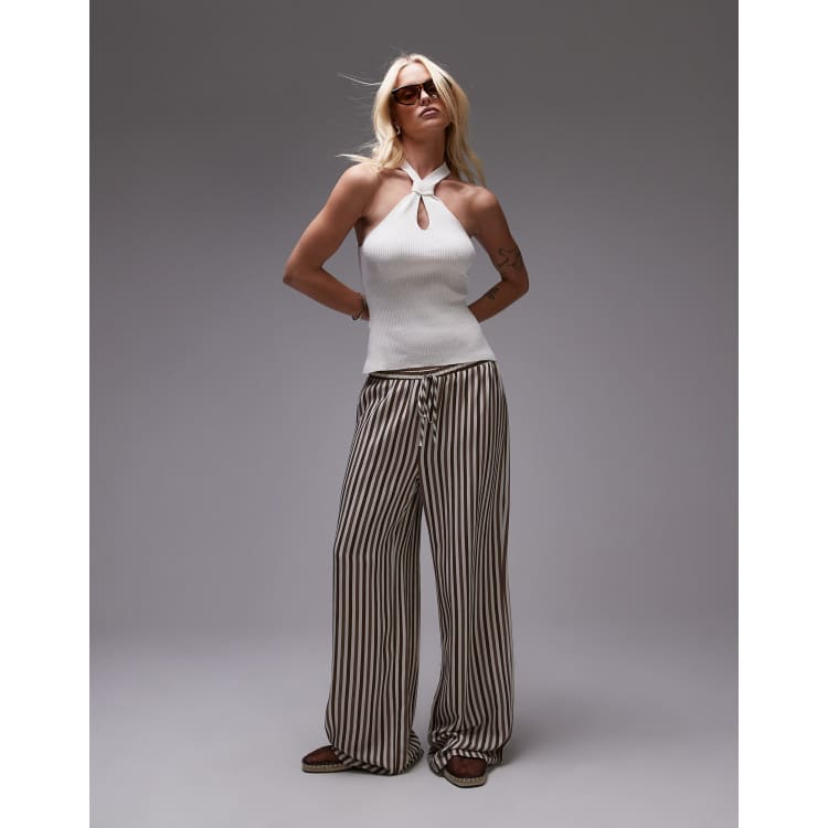 Mango twist halter key hole knit top in white | ASOS