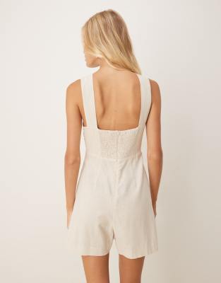 Mango Twisted Front Romper In Neutral