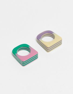 Mango two pack fashion rings in multi