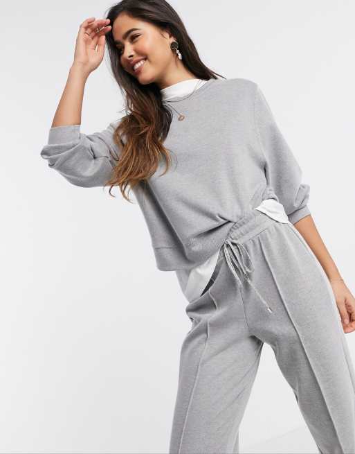 Mango two-piece sweat top in gray