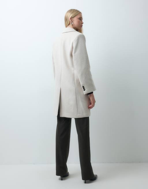Mango uldblanding skræddersyet midi-frakke i beige, 4 af 4