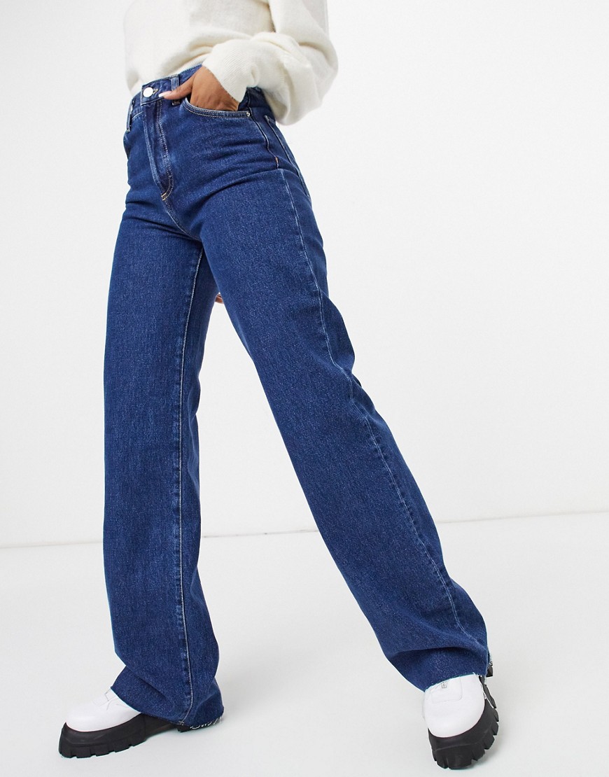 Mango ultimate straight 90s jeans in blue-Blues