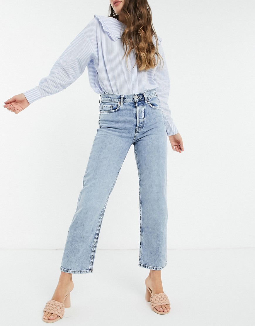 Mango ultimate straight jeans in light blue-Blues