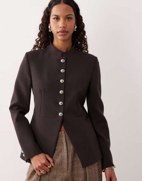 Mango utility high neck jacket in brown - view 1