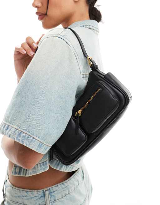 Mango Utility Pocket Shoulder Bag In Black 