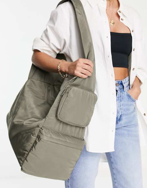Mango utility shoulder bag in khaki