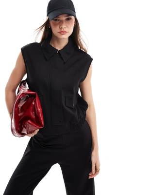 Mango Utility Vest In Black - Part Of A Set