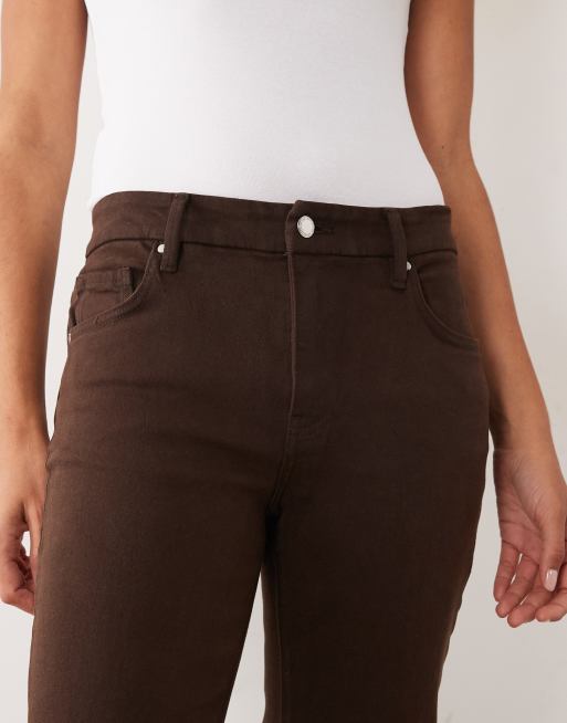 Mango utsvängda jeans i chokladbrun, 5 av 5