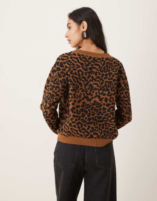 Mango v neck cardigan in leopard print ASOS - Main Image