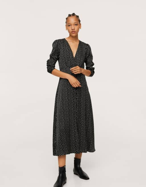 Mango black hotsell polka dot dress