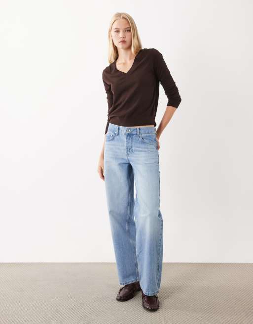 Mango v neck jumper in brown, 4 of 4