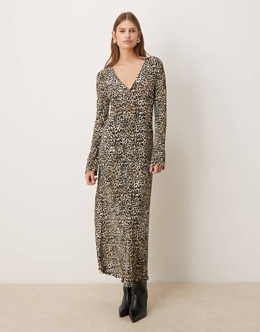 long mango dress OUTLET - Satin Green sleeveless style MANGO - Printed V-neck Dress