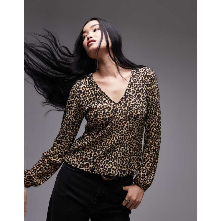 Leopard Print V-Neck Top
