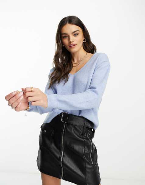 Mango v neck sweater in lilac - view 1