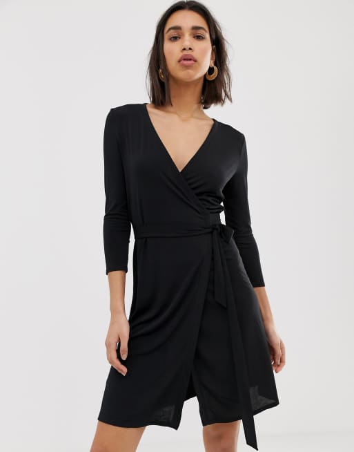 Mango black store wrap dress