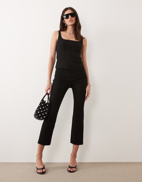 Mango - Valeria - Co-ord set met mouwloze top met vierkante hals en capribroek in zwart - view 1