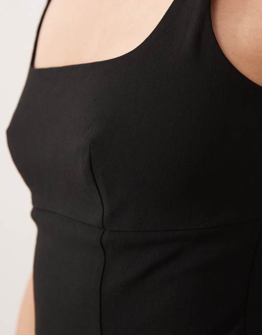 Mango Valeria square neck sleeveless top co-ord in black, 3 of 4