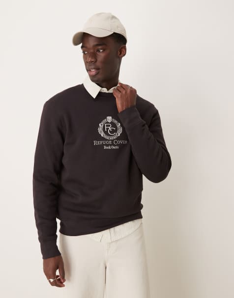Mango varsity logo crew neck sweatshirt in burgundy - view 1